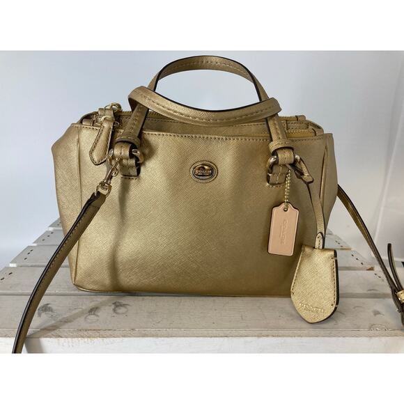 COACH F32829 SMALL GOLD METALIC CROSSBODY/ HANDBAG - Picture 1 of 16